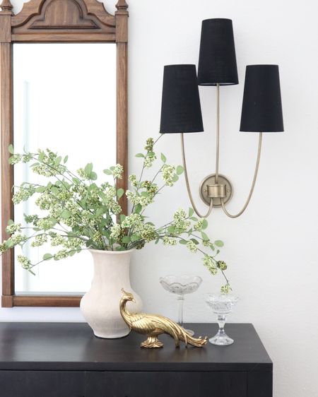 My sconces are 20% off with free shipping this weekend! And I love the silhouette of this Pottery Barn vase for sideboard styling! The peacock is vintage but found similar for you!

#LTKhome #LTKstyletip #LTKsalealert