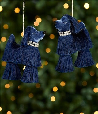 Blue Christmas Collection Tassel Dog Ornament, Set of 2 | Dillard's