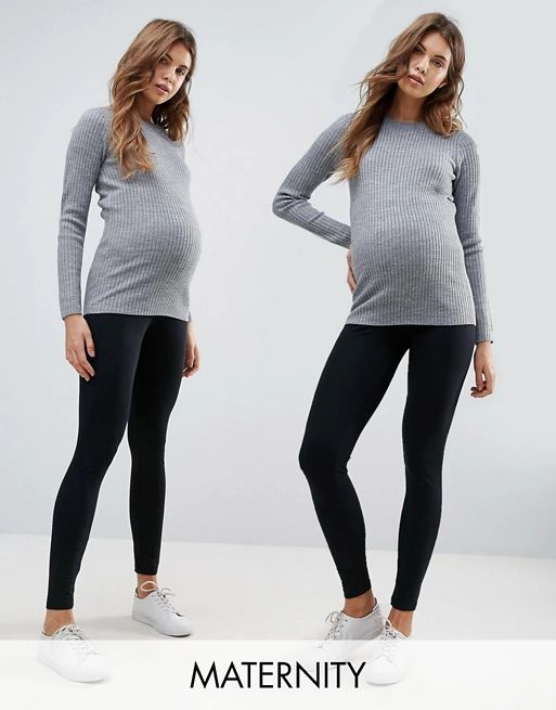 Mamalicious Maternity 2 pack organic leggings in black | ASOS US