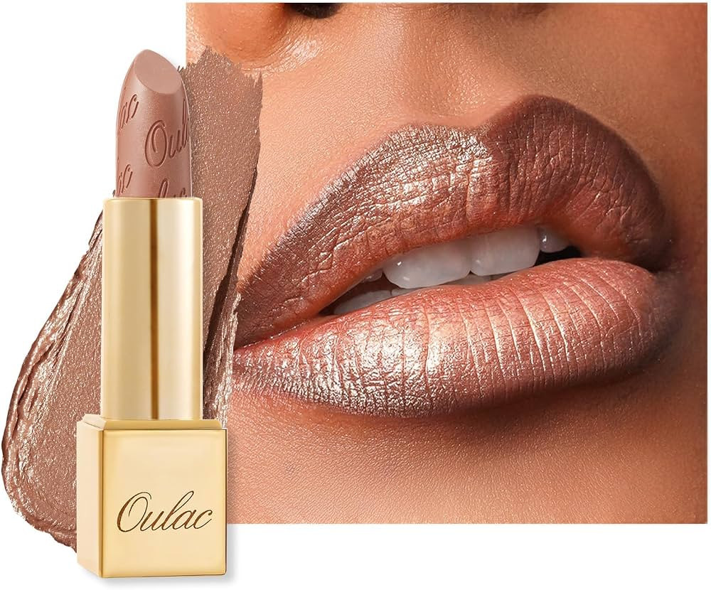 Oulac Metallic Lipstick for Women with Lightweight Hydrating Formula, Metallic Golden Nude Lip St... | Amazon (US)