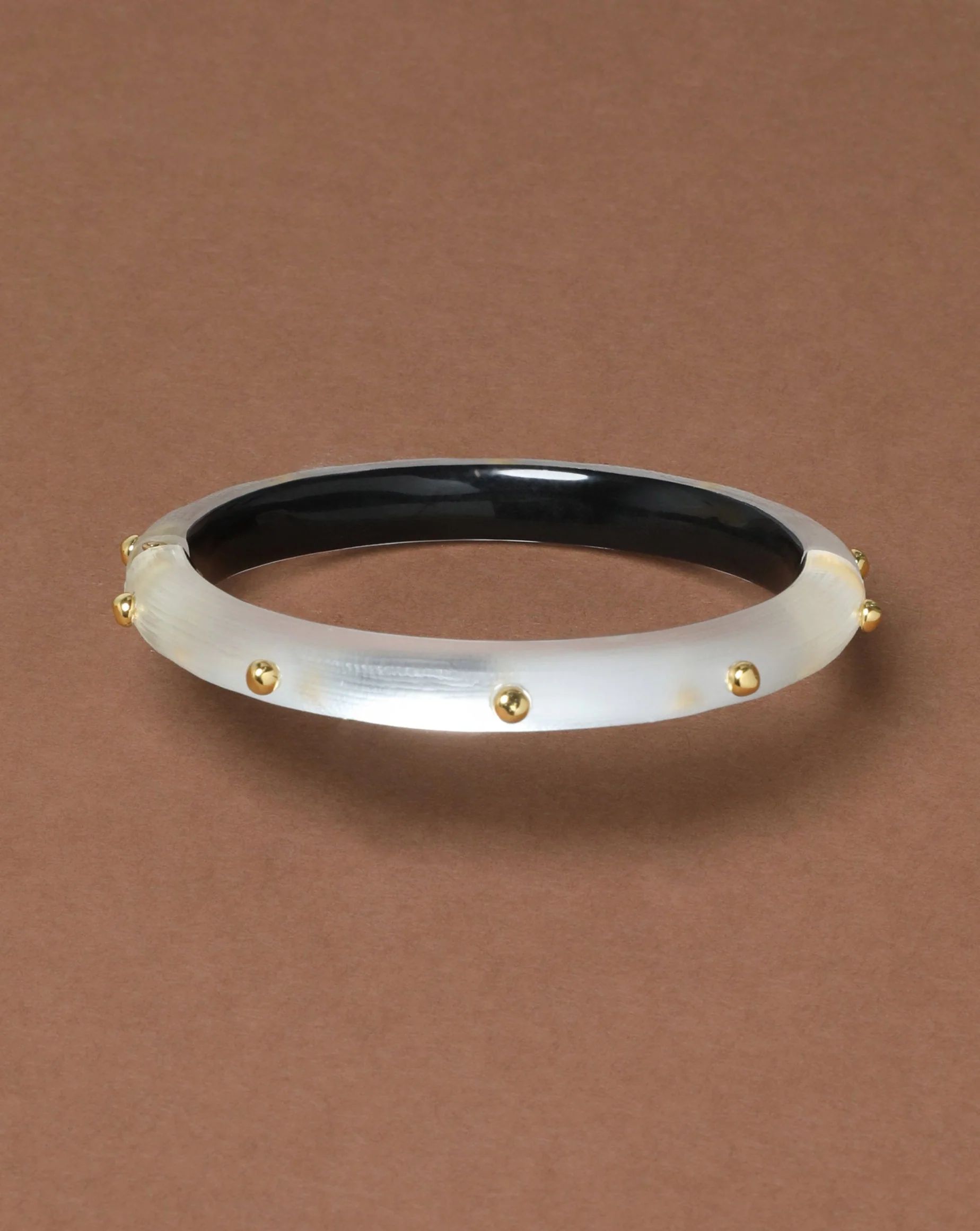 Rocky Gold Studded Lucite Hinge Bracelet - Silver | ALEXIS BITTAR | Alexis Bittar