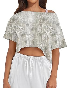 MISSACTIVER Oversized Off The Shoulder Top for Women Short Sleeve Boat Neck Crop Tee Loose Summer... | Amazon (US)