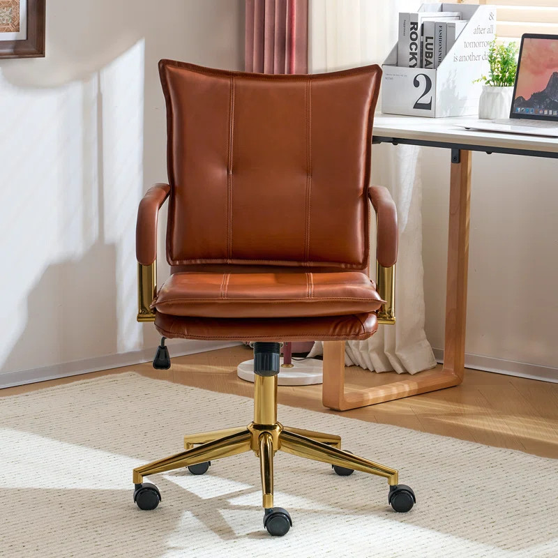 Dareece Leather Task Chair with Padded Arms | Wayfair North America