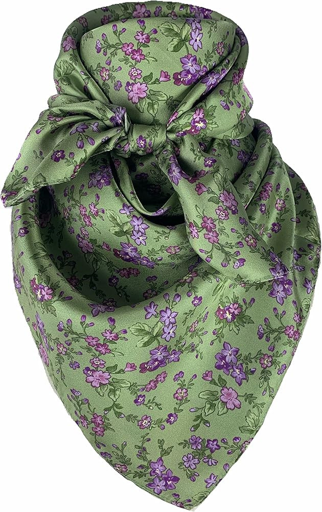 Austin Accent Cowboy Bandana 100% Silk Scarf Wild Rag 34 Inch Multiple Colors (Sage Purple Floral... | Amazon (US)