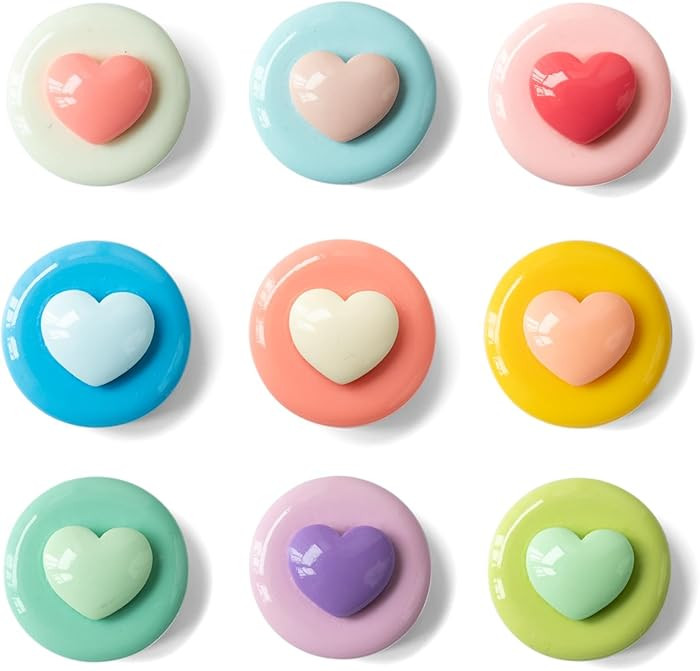 16/9-Piece Glossy Cute Macaron Love Heart Magnet Set - for Whiteboard, Locker, Kitchen & Office, ... | Amazon (US)
