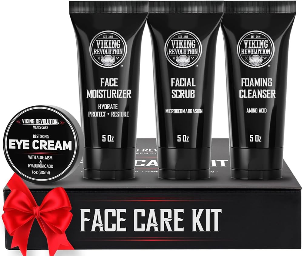 Viking Revolution Mens Facial Skin Care Kit - Includes Rejuvenating Face Moisturizer (5oz) Microd... | Amazon (US)