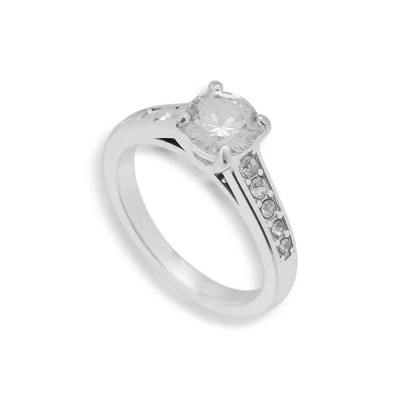 EVRY JEWELS WATERPROOF Silver Plated Stainless Steel Travel Engagement Accent Ring, 6 | Target