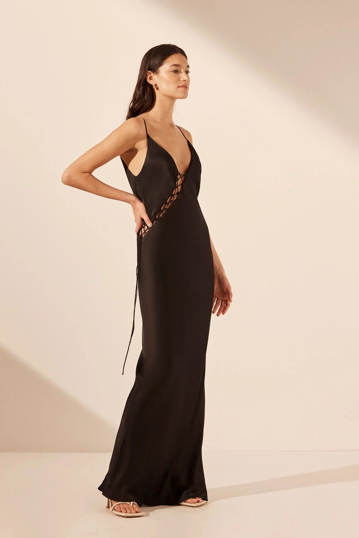 Mia Lace Up Maxi Dress | Black | Dresses | Shona Joy | Shona Joy