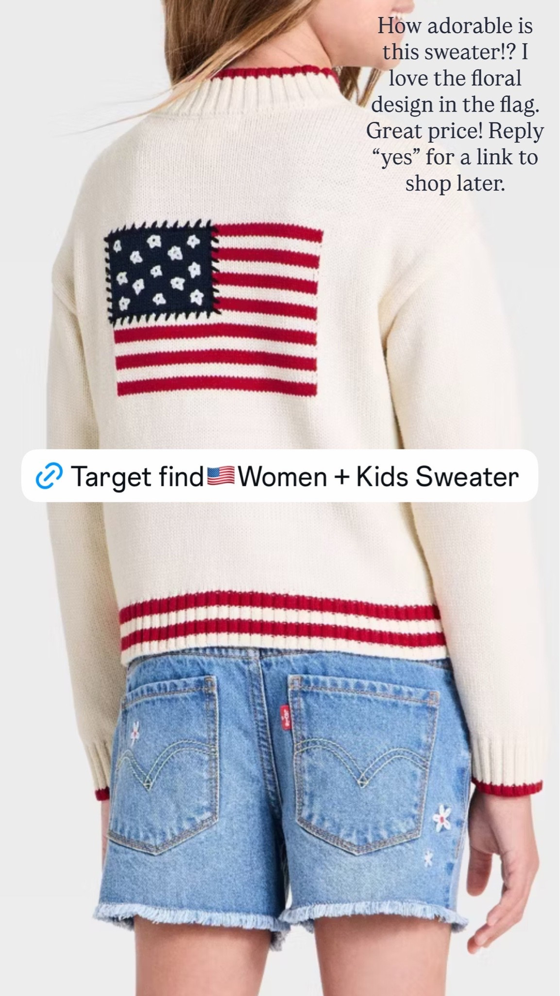 New arrivals at Target! Flag sweater for toddlers, girls, and women.

Love this timeless flag sweater! It’s a 1/4 and has the cutest floral design in the flag. A great price.

Classic style, mommy and me outfit, summer outfit, 4th of July, red, white, and blue, casual style, summer sweater, Target find, kids outfit

#LTKootd #LTKSeasonal #LTKKids