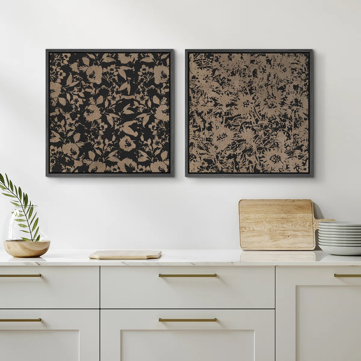 Abstract Ink Floral Minimalist Modern Neutral Wall Art Living Room Decor | Wayfair North America