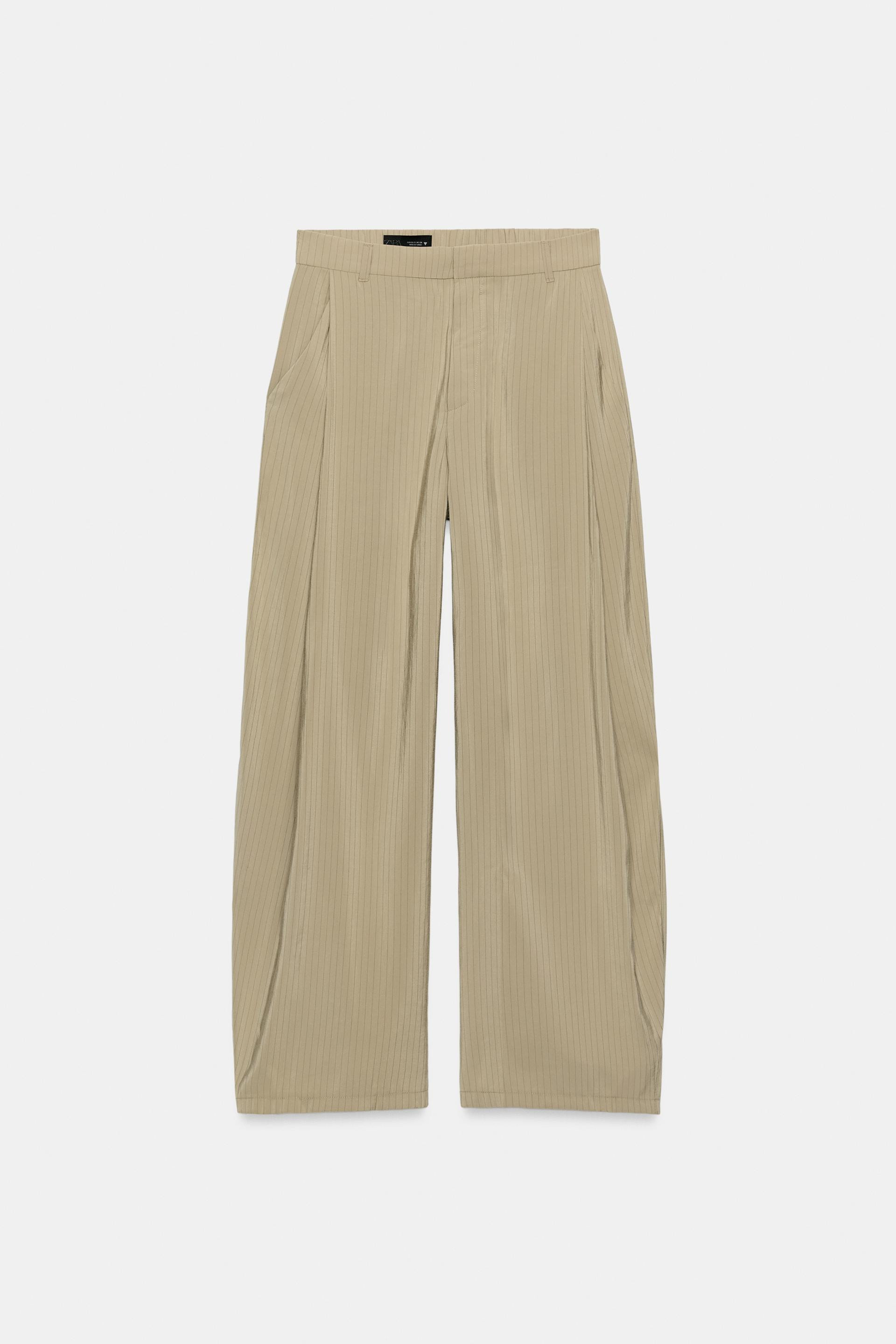 Zara - Flowy Pleated Pants - Ecru - S - Woman | Zara US