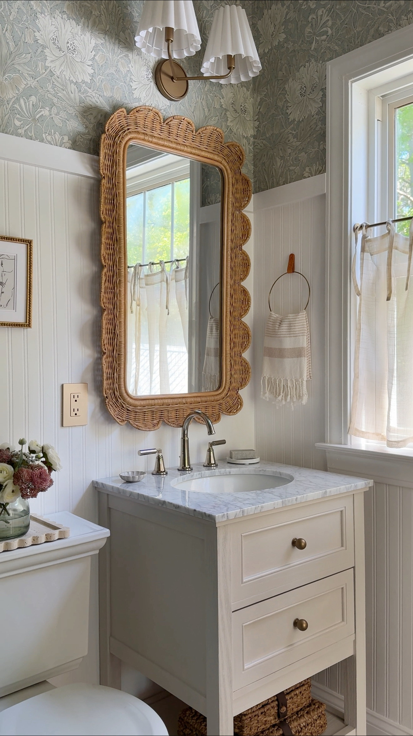 This little bathroom has been quietly hanging out in “unfinished” territory for over a year now… but after a little spring refresh this past weekend, I think we’re finally closing in on the finish line🤝💕

•

•

•

#collectedhome #moderncottage #timelessinteriors #vintagemeetsmodern #cottagecore #nancymeyersaesthetic #cottagecoreaesthetic #interiordetails #interiorstylingideas #charlestoninteriordesigner #charlestoninteriors #charlestonhomes #charlestonstyle #interiorinspiration #homedesignideas #bathroominspiration #wallpaper #bathroomdesign #smallspacedesign #virtualinteriordesign #bathroomdecor #cozyvibes #luluandgeorgia #Anthropologie 

 #LTKHome #LTKFindsUnder50 #LTKFindsUnder100