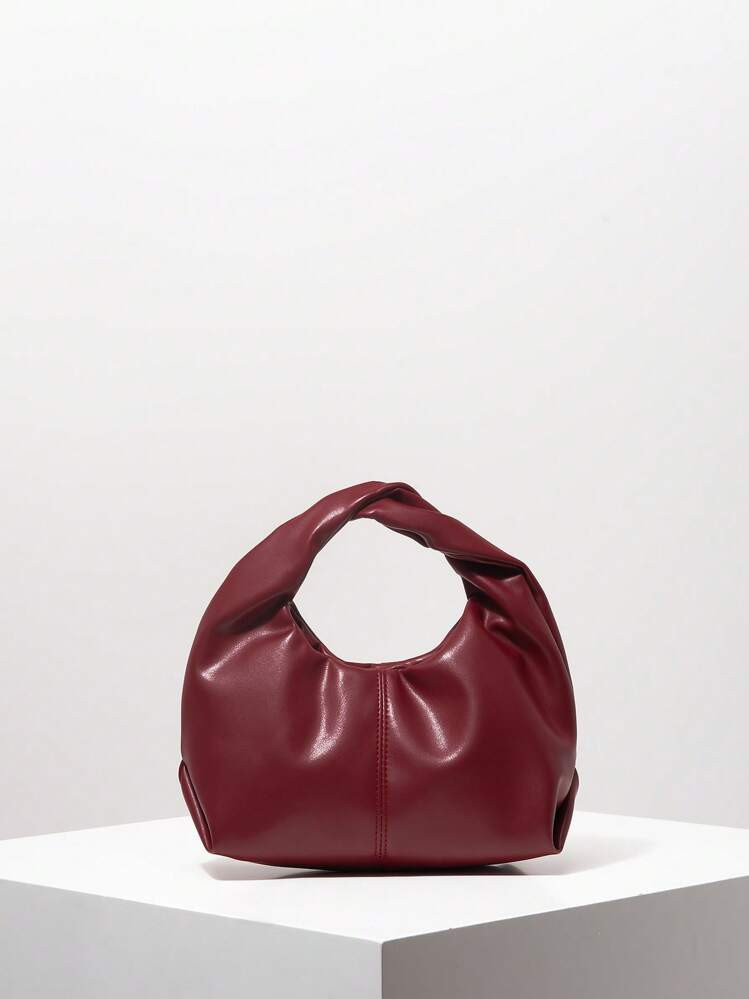 Y2K Minimalist Top Handle Hobo Bag,Vacation Travel Purse For Girls,Cute Charm Clutch,Burgundy Bag, Fashionable Burgundy Bag , Red Bag | SHEIN