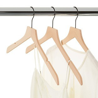 Slim Wooden Shirt Hanger w/ Notches Lotus Pkg/40 | The Container Store