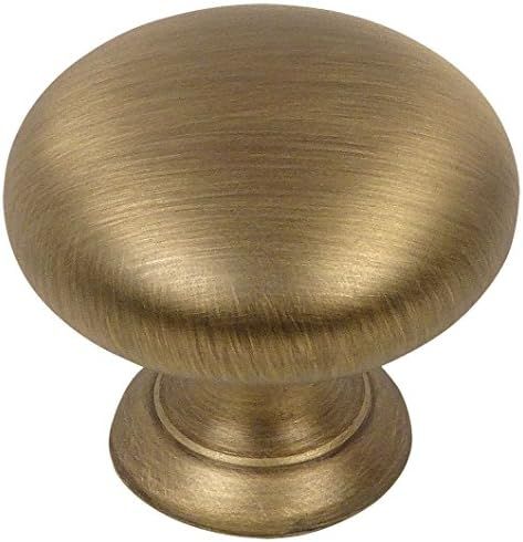25 Pack - Cosmas 4950BAB Brushed Antique Brass Cabinet Hardware Round Mushroom Knob - 1-1/4" Diam... | Amazon (US)