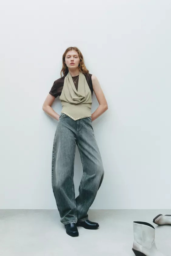 STUDDED HALTER TOP | Zara US