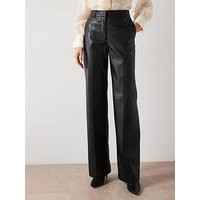 Mango Leather-effect Straight Trousers, Black, Size 14, Women | Very (UK)