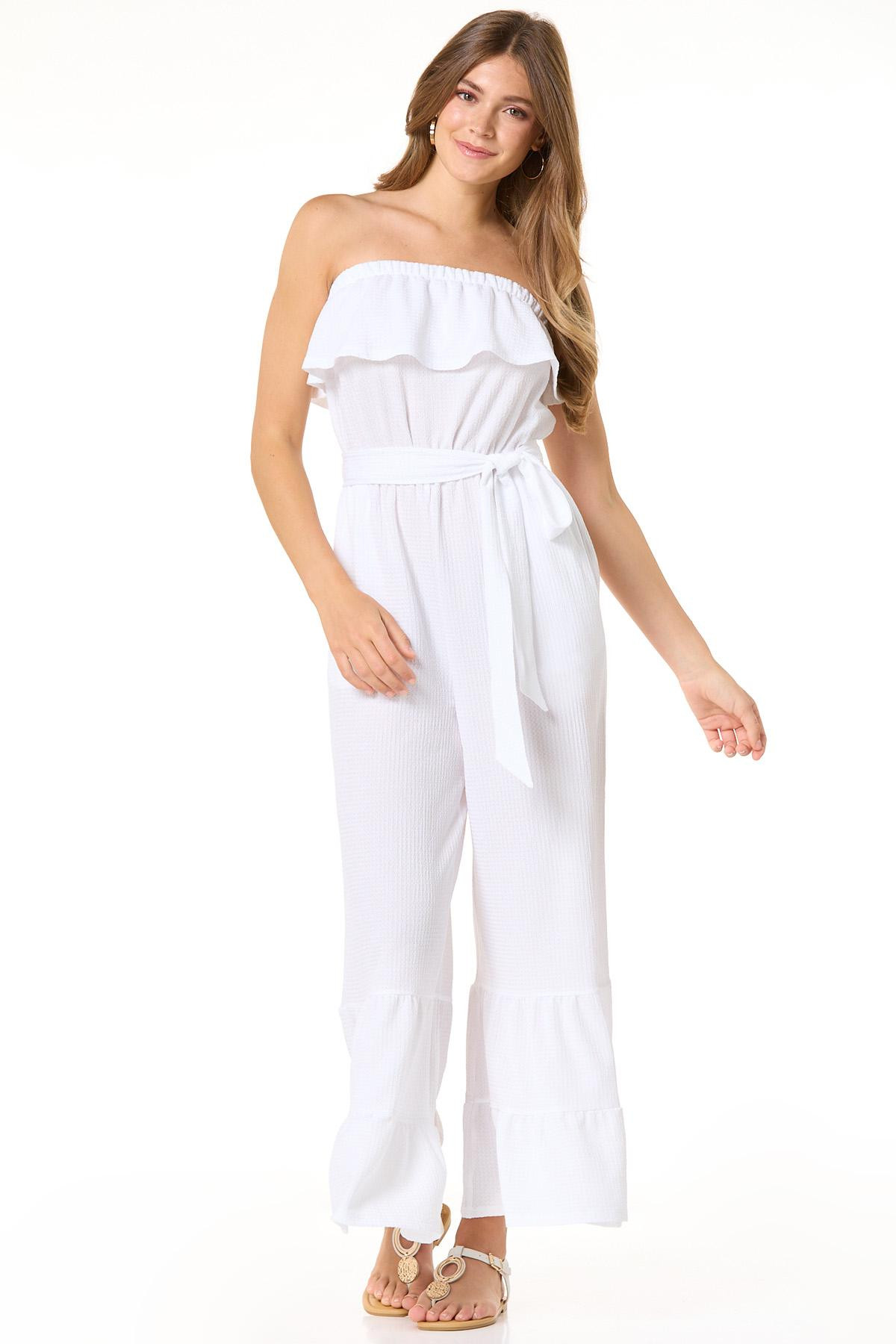 Flounced Tie Waist Jumpsuit | Cato Fashions