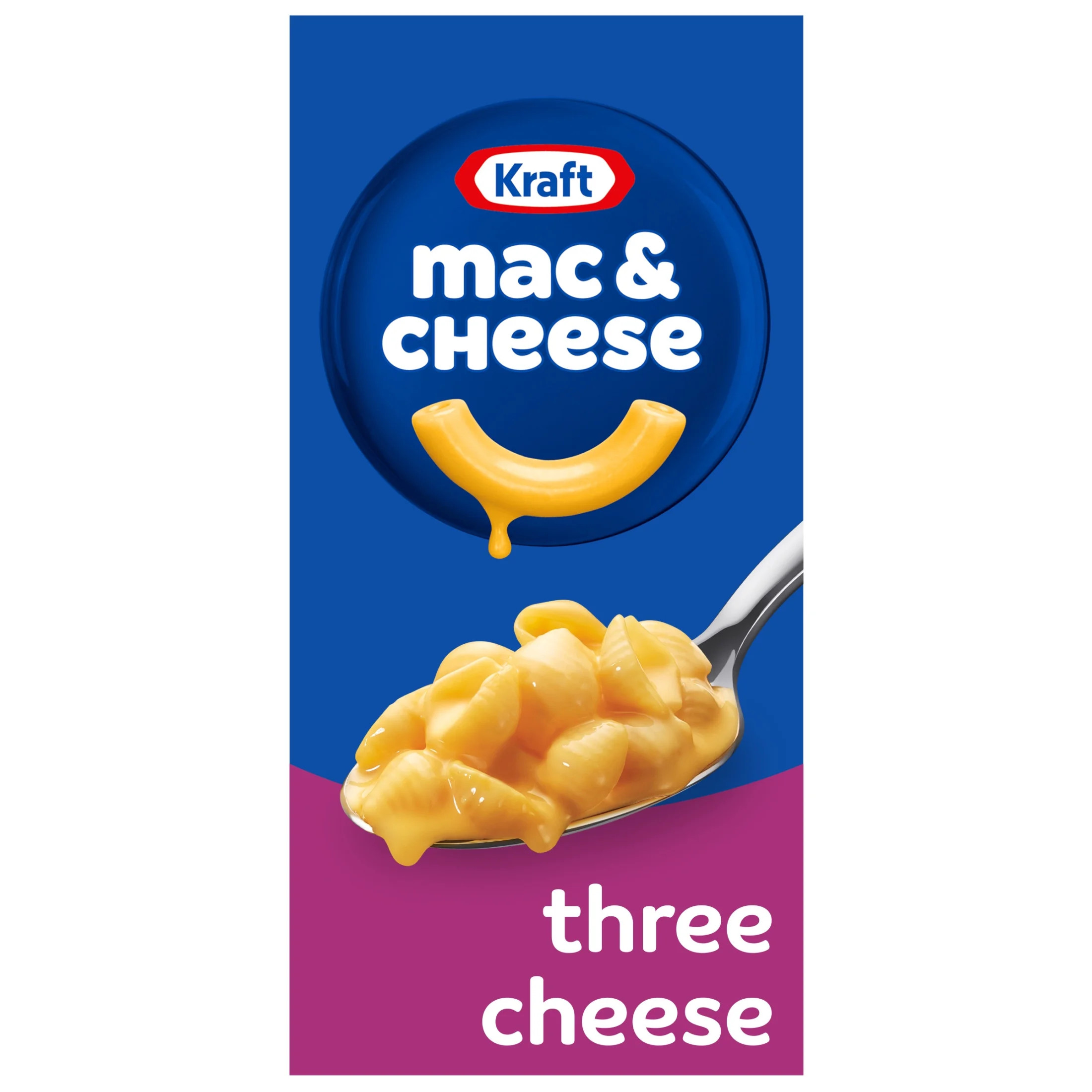 Kraft Three Cheese Mac N Cheese Dinner with Mini-Shell Pasta, 7.25 oz Box, Shelf-Stable | Walmart (US)