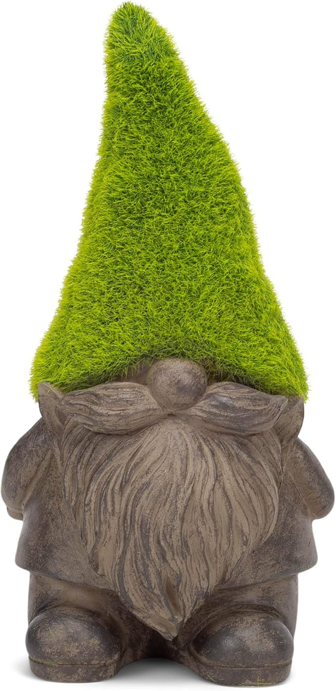 Napco Moss Hat Gnome Bright Green and Grey 8.75 Inches Polyresin Outdoor Garden Statue | Amazon (US)