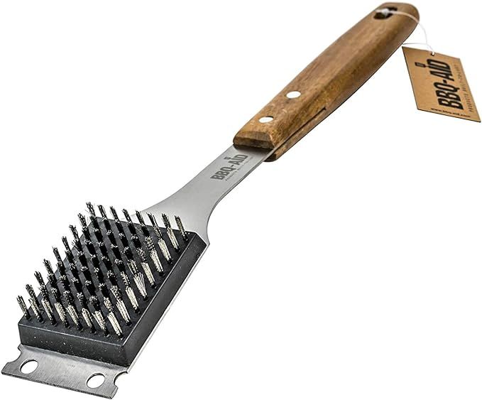 BBQ-Aid Barbecue Grill Brush and Scraper – Extended, Large Wooden Handle and Replaceable Stainl... | Amazon (US)