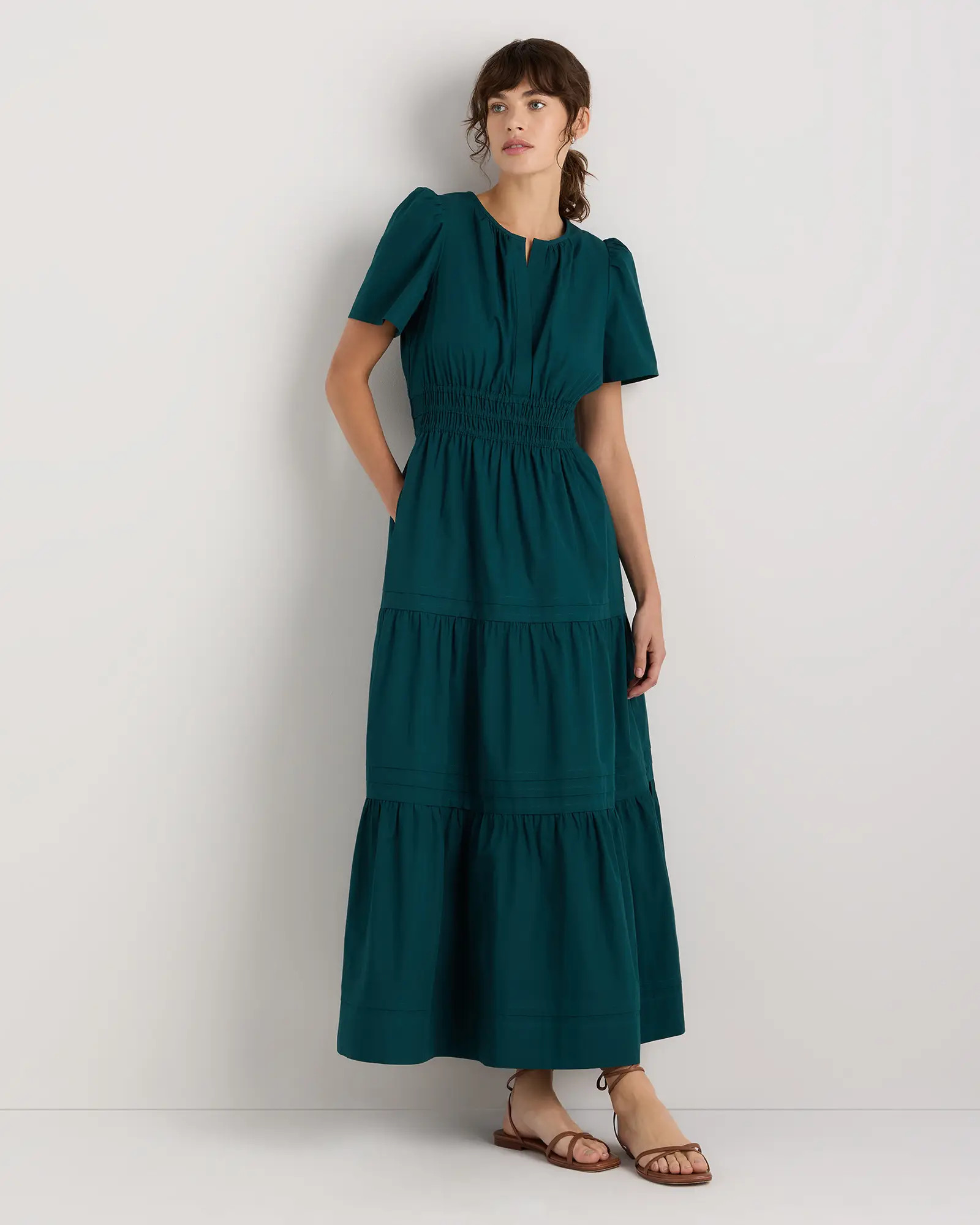 100% Organic Cotton Poplin Tiered Maxi Dress | Quince