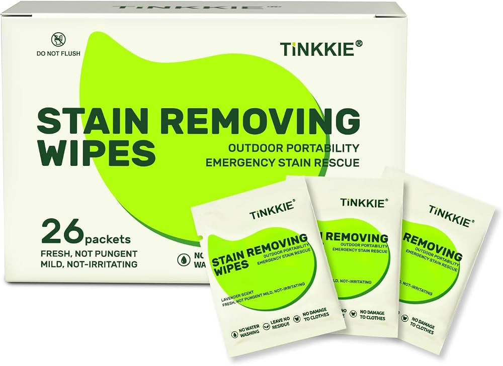 Stain Remover Wipes for Clothes & Fabric, 26 Pack     Instant Clothing Stain Remover, For Shoes, ... | Amazon (US)