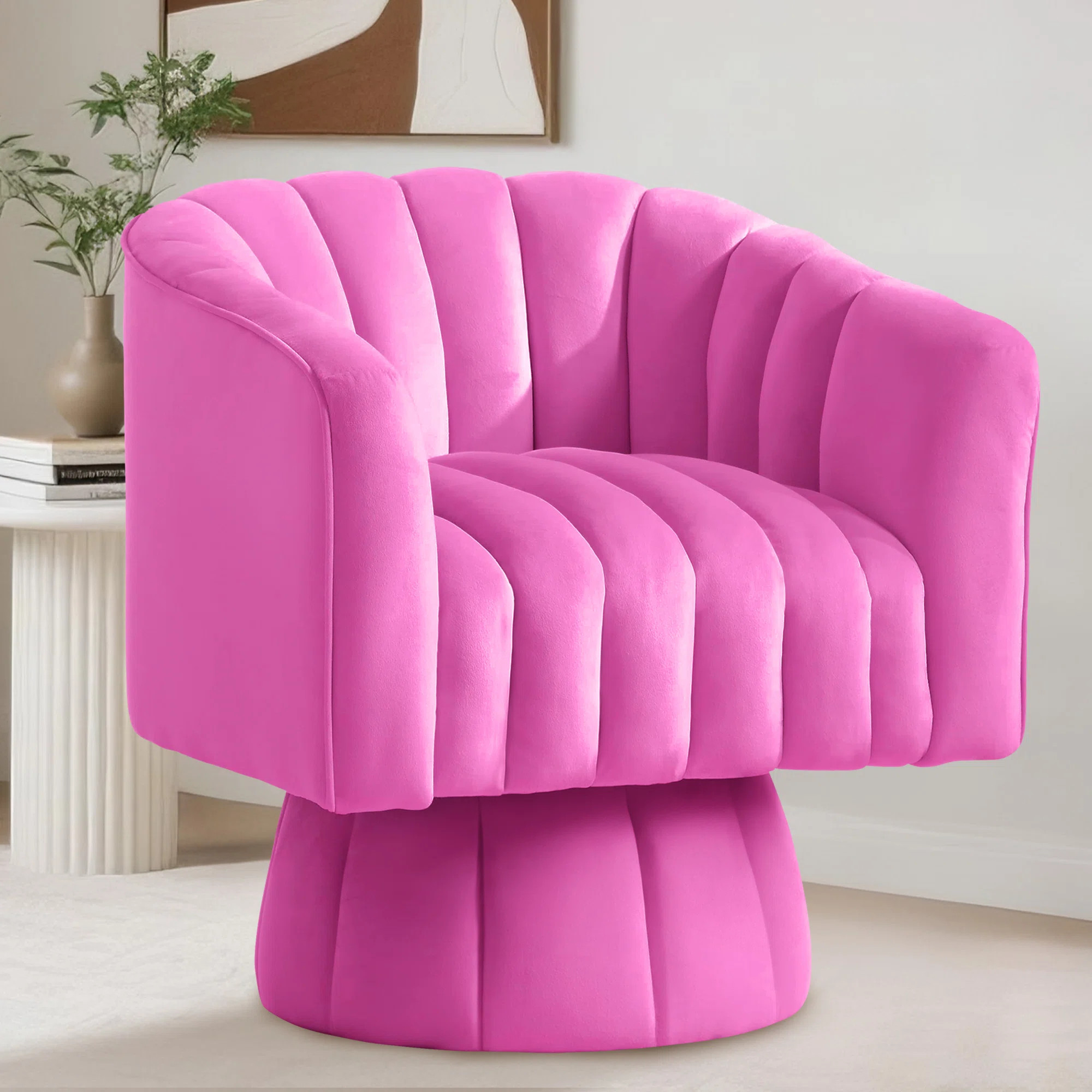 Accent Chair, 360° Swivel Accent Chairs, Velvet Upholstered Small Barrel Chair, Small Barrel Cha... | Wayfair North America
