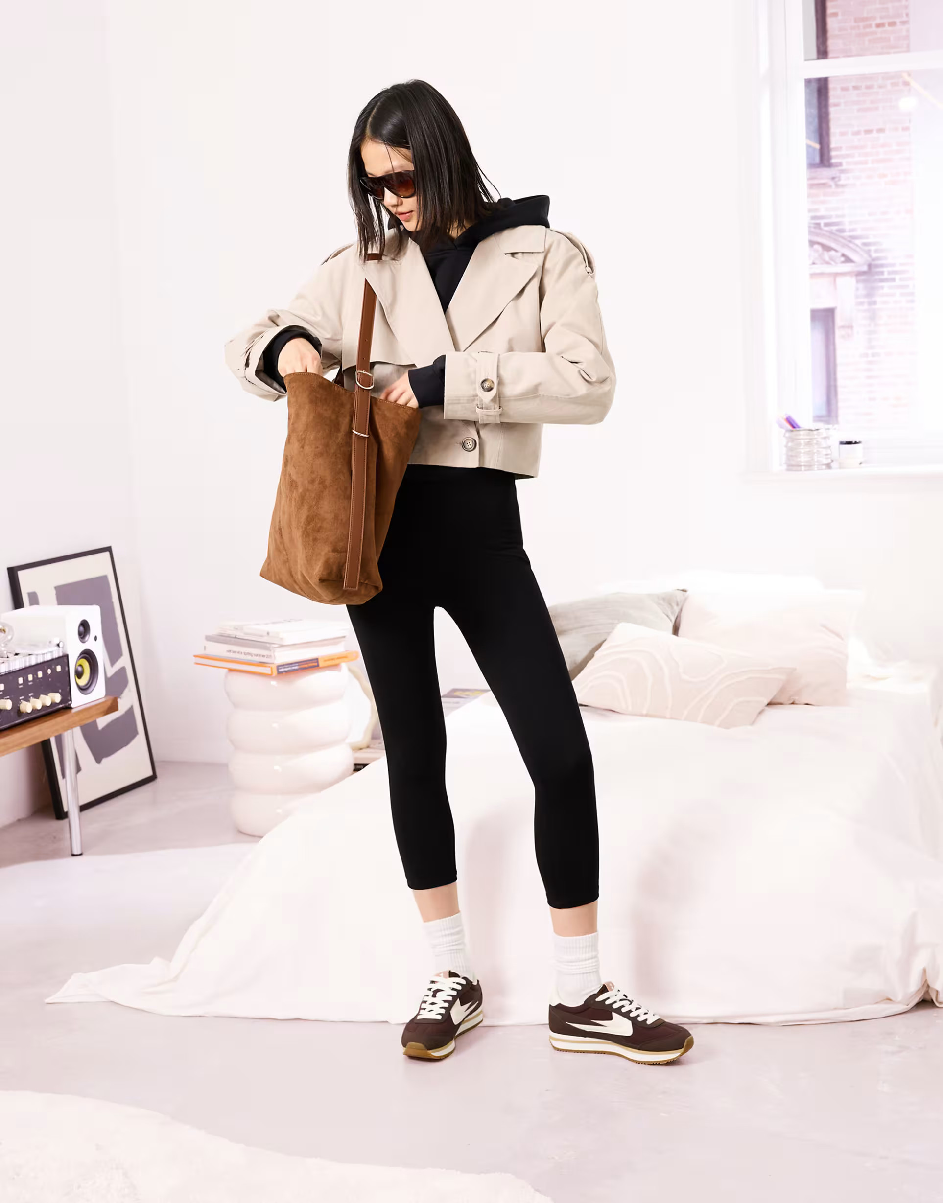 Bershka short trench jacket in beige | ASOS | ASOS (Global)