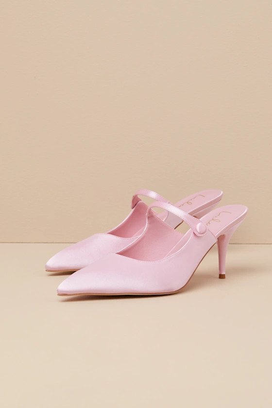 Bristel Baby Pink Satin Mule Pumps | Lulus