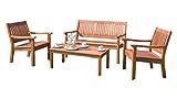 Bosmere A107 Willington Outdoor 4 Piece Patio Set Includes Bench, Two Armchairs & 39" Long Table | Amazon (US)