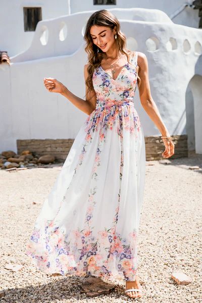 Warm Up Floral Print V-Neck Maxi Dress | Cupshe US
