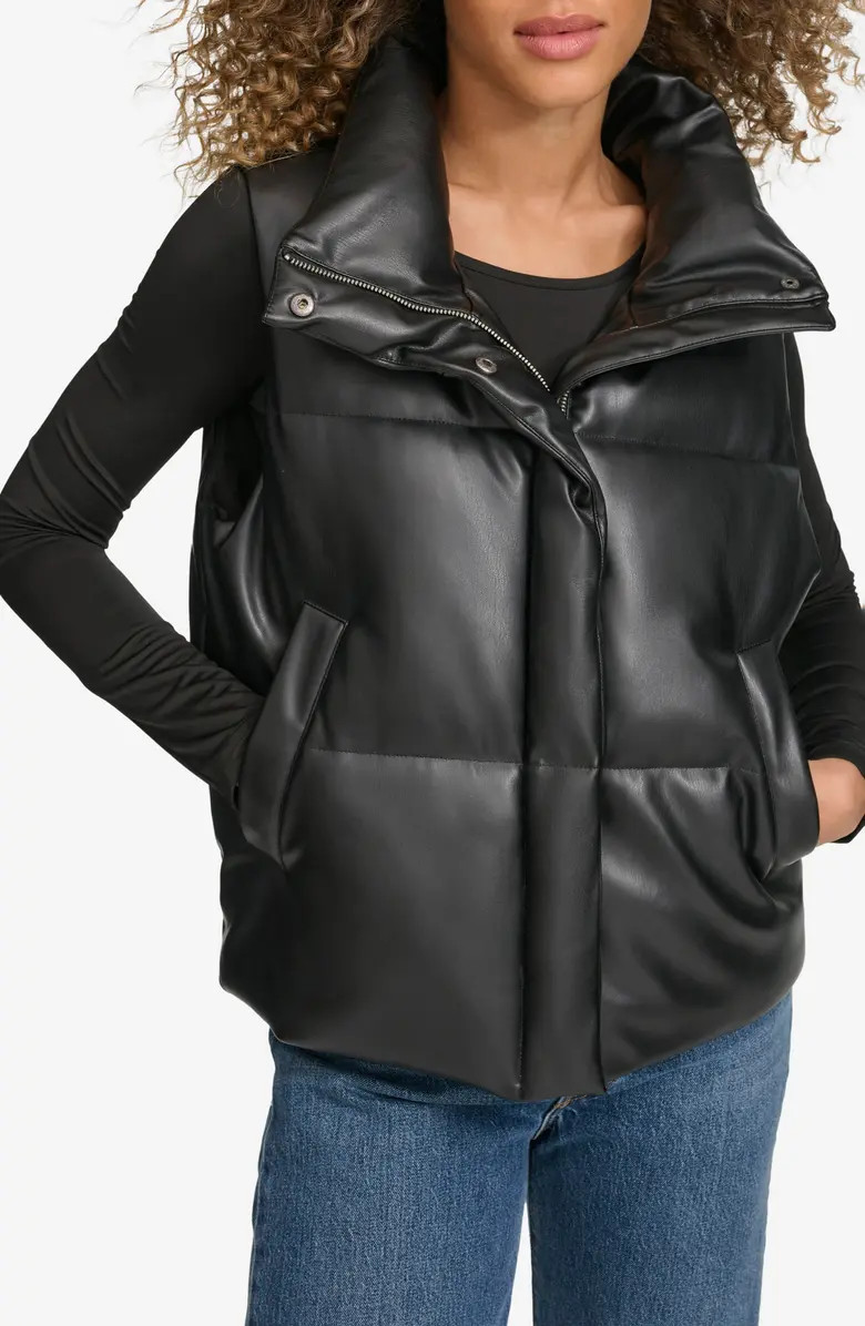 Faux Leather Puffer Vest | Nordstrom Rack
