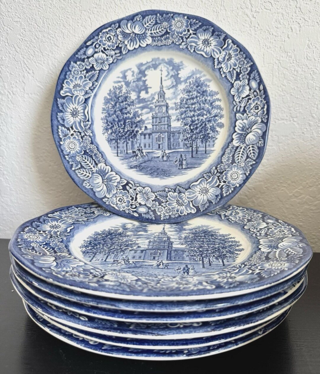Liberty Blue, Independence Hall, Staffordshire, Ironstone, Made in England, Vintage Set of 7 Dinn... | Etsy (US)