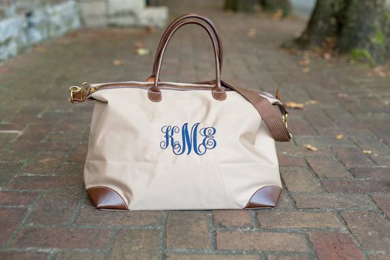 Monogrammed Nylon Weekender Overnight Bag Tote  Monogrammed | Etsy | Etsy (US)