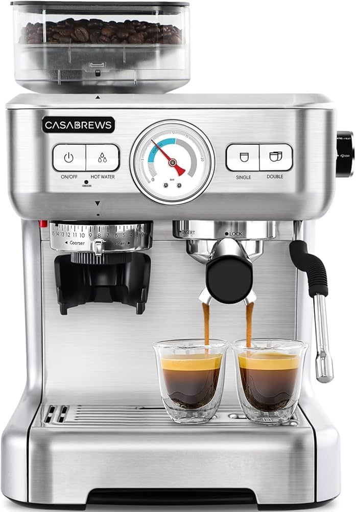 CASABREWS Espresso Machine with Grinder, 20 Bar Semi Automatic Espresso Coffee Maker for Home Bar... | Amazon (US)