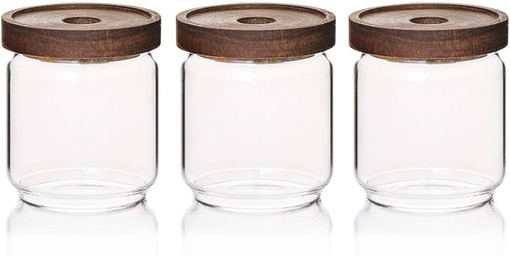 Sweejar 16 OZ Glass Food Storage Jar with Lid(set of 3),Airtight Canisters for Bathroom,Kitchen C... | Amazon (US)