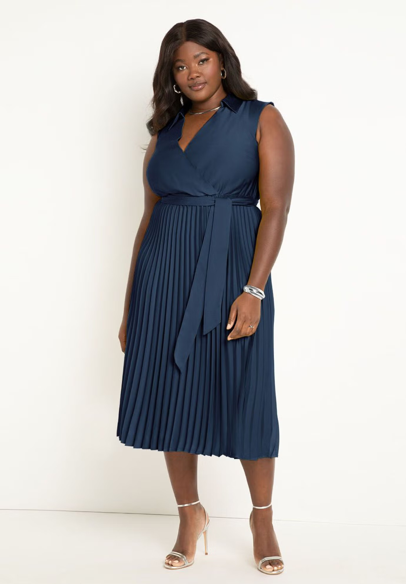 Midi Dress With Pleated Skirt | Eloquii