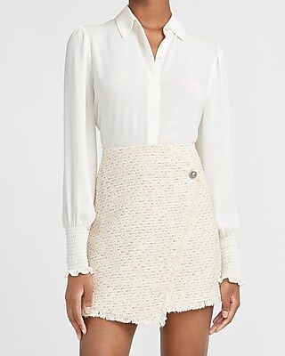 High Waisted Wrap Front Tweed Mini Skirt | Express