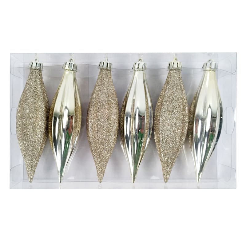 6-Count Gold Glittered Shatterproof Drop Ornaments | At Home
