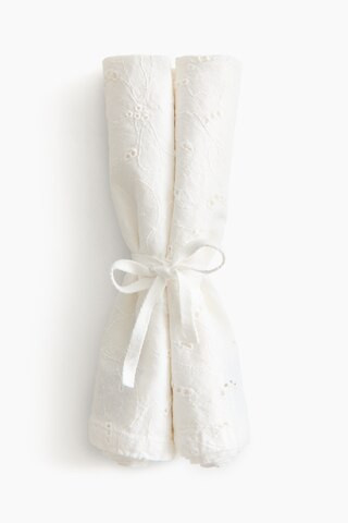 H & M - 2-Pack Napkins with Eyelet Embroidery - White | H&M (US + CA)
