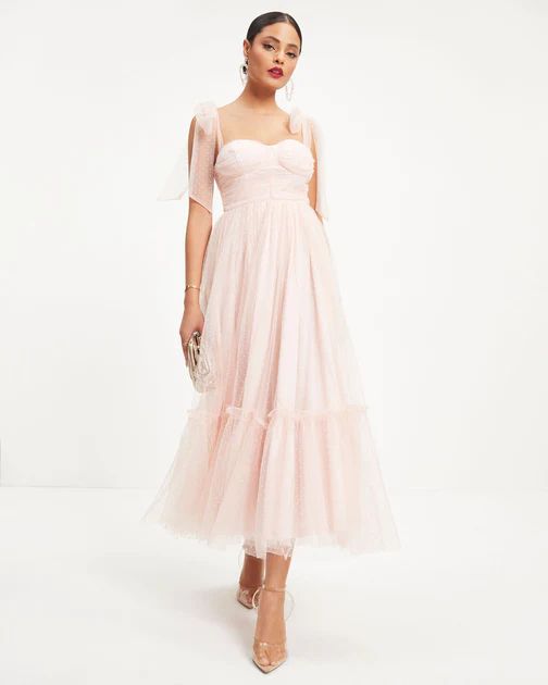 Frances Tulle Polka Dot Midi Dress - Blush | VICI Collection