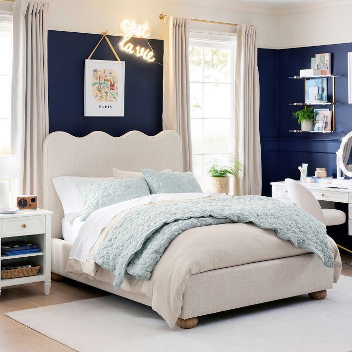 Millie Wavy Upholstered Classic Bed | Pottery Barn Teen