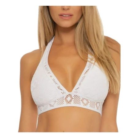 BECCA Women s White Stretch Tie Bikini Removable Cups Adjustable Crochet Colorplay Halter Swimsuit T | Walmart (US)