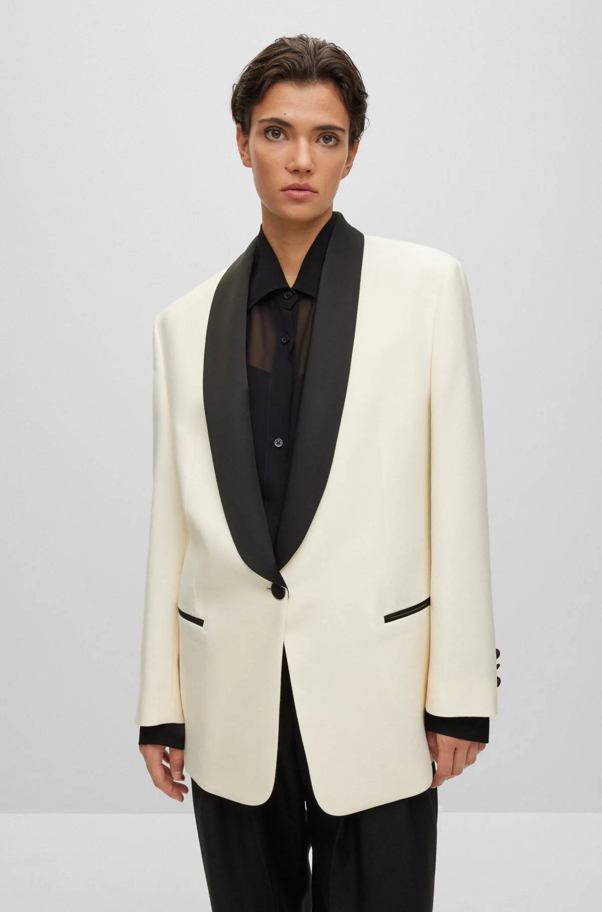 Oversized Blazer aus Woll-Twill mit Schalkragen | Hugo Boss CH
