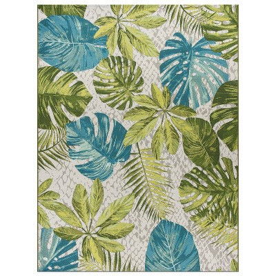 World Rug Gallery Contemporary Tropical Floral Indoor/Outdoor Area Rug - Green 5'3"X7' | Target
