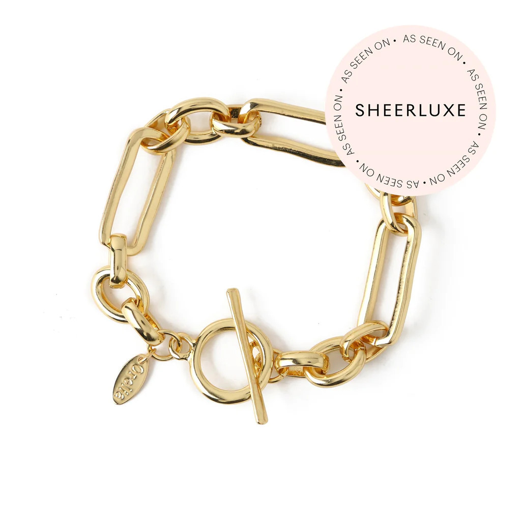 Rectangular Link T-Bar Bracelet - Gold | Orelia