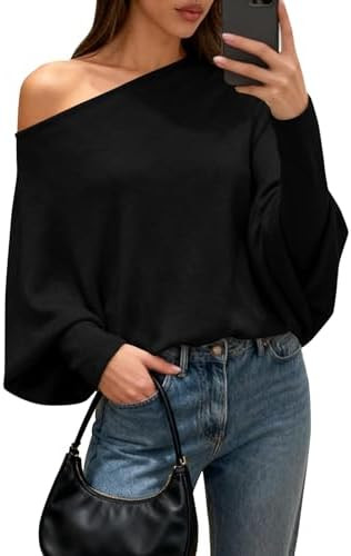BTFBM Casual Fall Sweaters for Women 2026 Long Batwing Sleeve Ribbed Knit Tops Pullover Loose Off... | Amazon (US)