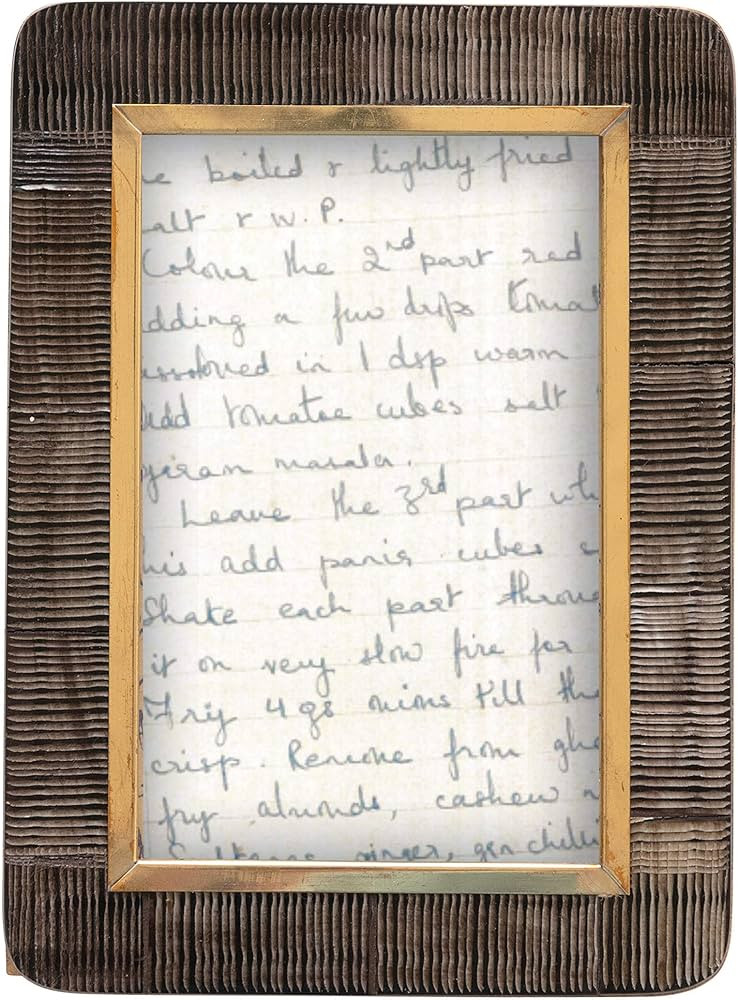 Creative Co-Op Hand-Carved Horn Brass Border, Black & Natural (Holds 4" x 6" Photo) Frame | Amazon (US)