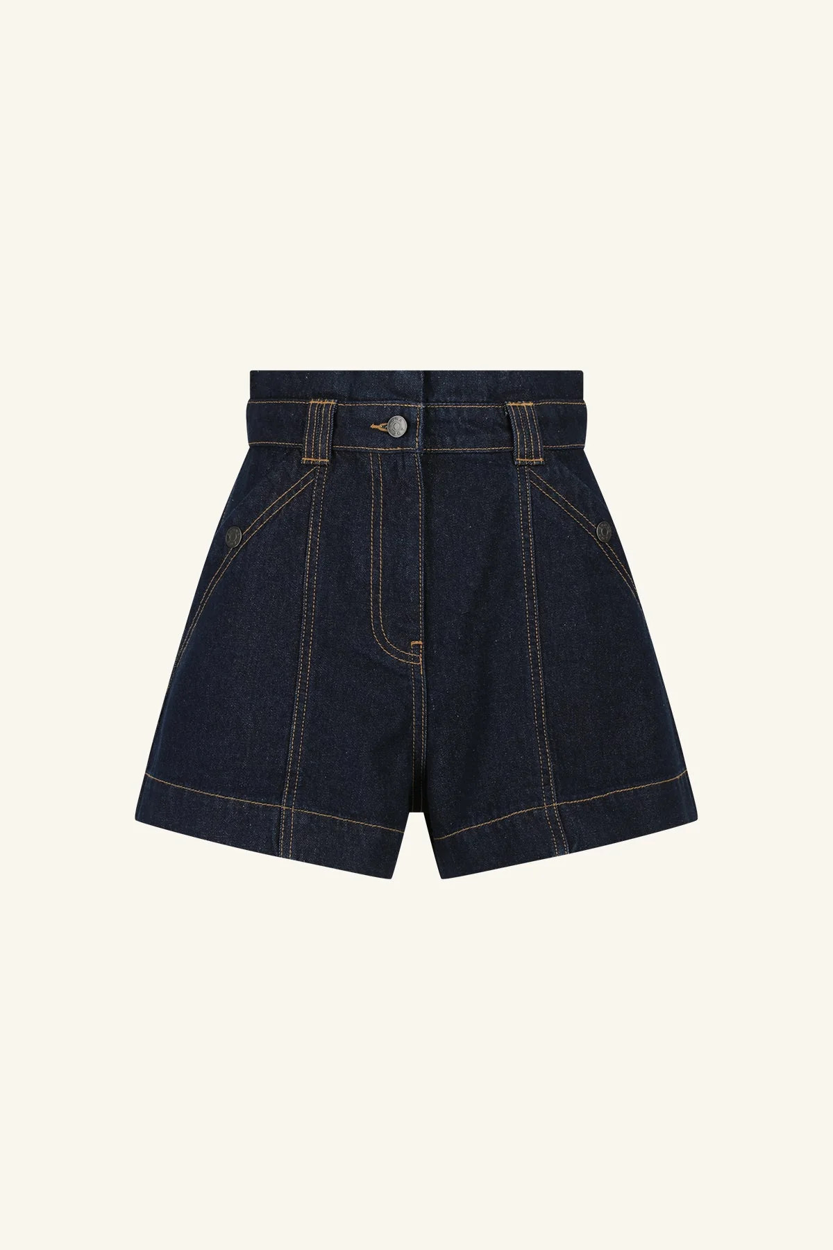 RITA HIGH WAISTED FLARED SHORT | DEEP INDIGO | SHORTS | SHONA JOY | Shona Joy
